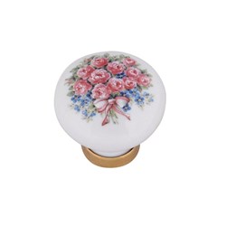 Pomello in ceramica ø31 con mazzo di fiori