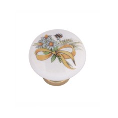 Pomello in ceramica &#248;31 con fiori, spiga e fiocco