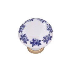 Pomello in ceramica ø31 con fiori blu