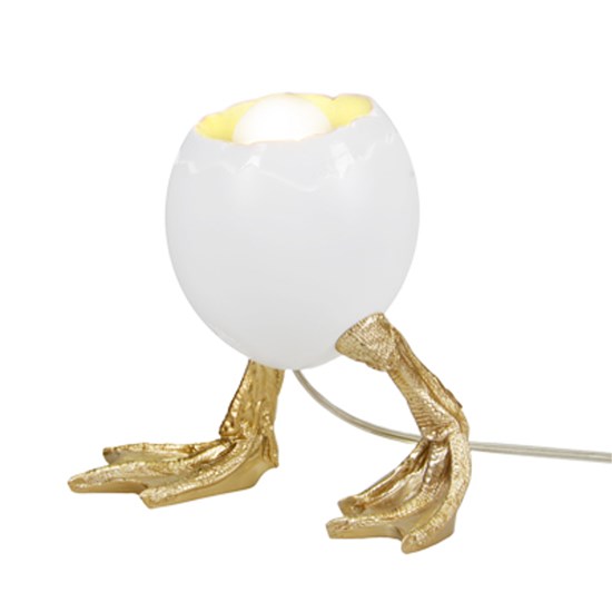 Lampada uovo in resina bianco oro