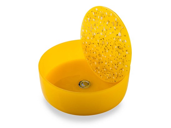 Lavabo con piastra in resina giallo Jelly  ø 40x13h cm