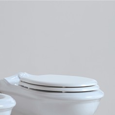 Copriwater in poliestere , sedile wc retro, bianco lucido frizionato
