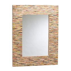 Specchio Rainbowood mosaico listelli di teak 70x90 cm