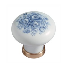 Pomello in ceramica ø31 con fiori blu