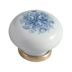 Pomello in ceramica ø35 con fiori blu