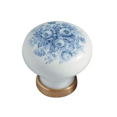 Pomello in ceramica &#248;28 con fiori blu